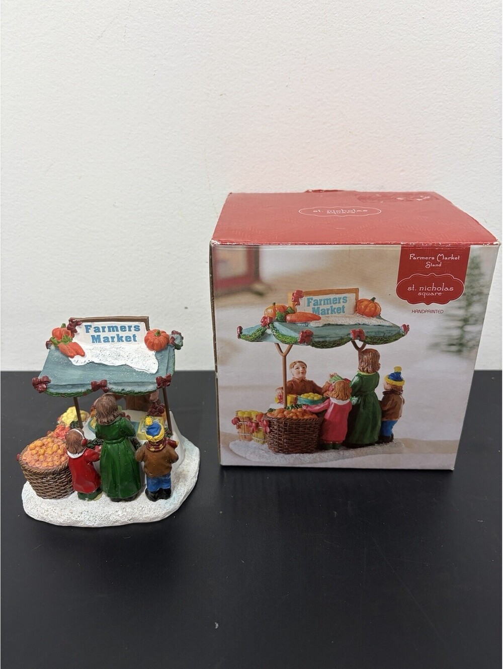 Vintage St Nicholas Square Christmas Village - “Farmers Market Stand” With  Box